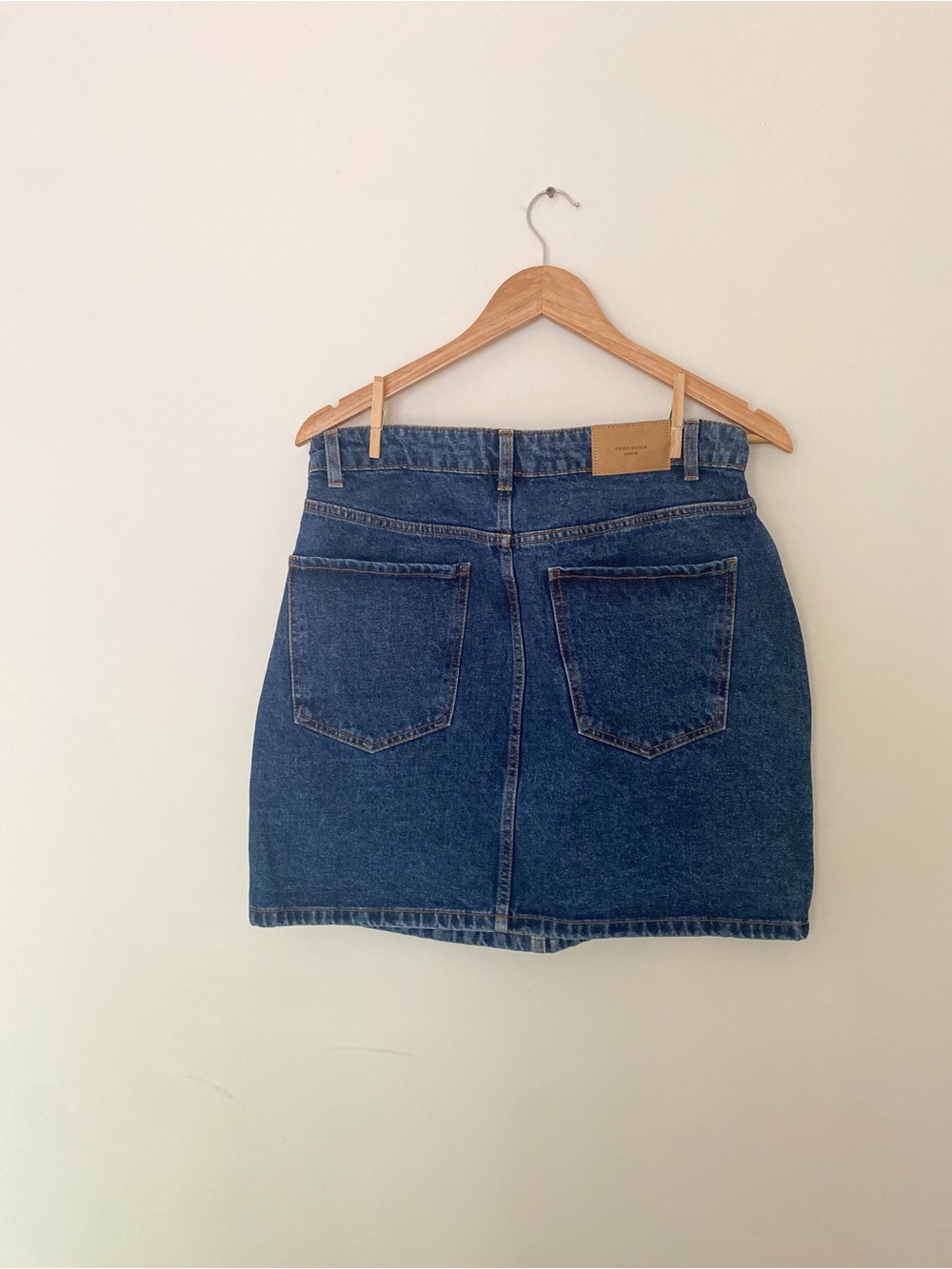 Dark Wash High Rise Denim Mini Skirt | Classic Capsule Minimalist Wardrobe - Picture 3 of 7